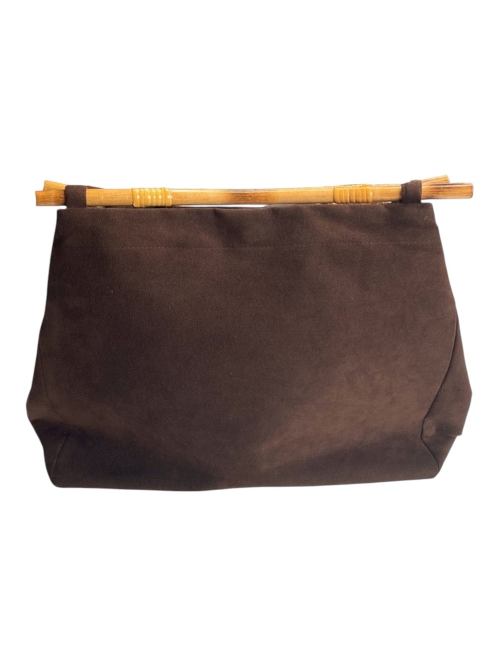 90’s: Julie Brown ꕥ Bamboo Boho Top Handle Satchel Bag ꕥ Chocolate Micro Suede ꕥ - Picture 13 of 16